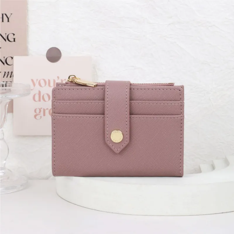 Detantè kat idantite fanm Designer Bifold bous ak fèmen menen